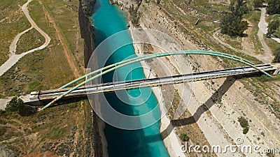 Aerial view of famous Corinth Canal of Isthmus, Peloponnese. Stock Photo