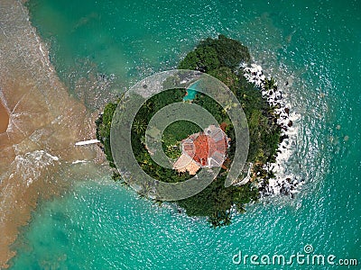 Aerial View of Famous Landmark Taprobane island in Weligama, Sri Lanka Stock Photo