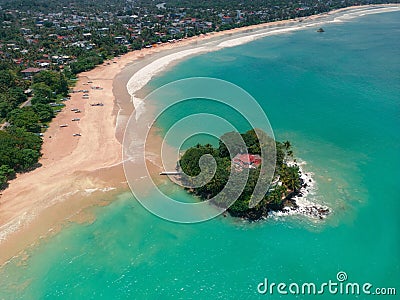 Aerial View of Famous Landmark Taprobane island in Weligama, Sri Lanka Stock Photo