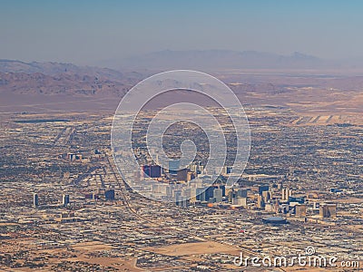Aerial view of the famous Las Vegas cityscape and strip view Stock Photo