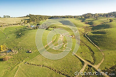 Aerial view of farmland in South Gippsland Stock Photo