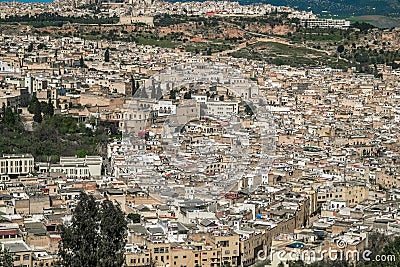 Aerial view of Fes el Bali, Morocco. Stock Photo