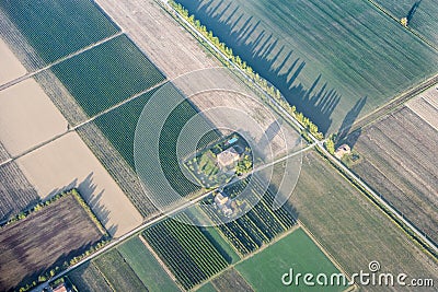 Aerial view fields Po Basin Italy Stock Photo