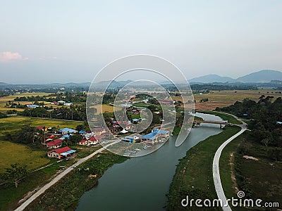 Aerial view fisherman jetty Stock Photo