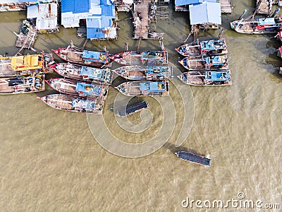 Aerial view in fisherman village Stock Photo