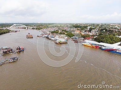 Aerial view in fisherman village Stock Photo