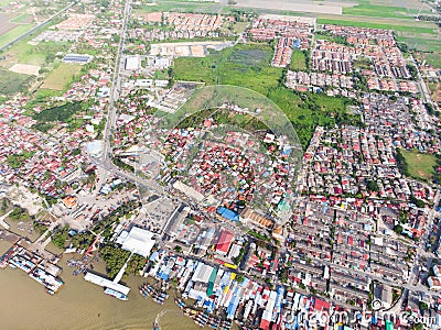 Aerial view in fisherman village Stock Photo