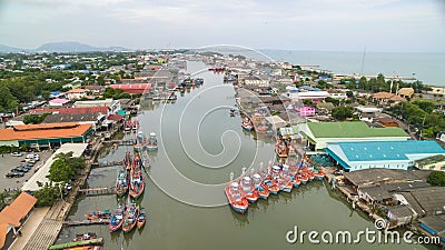 Aerial view of Fisherman village Editorial Stock Photo