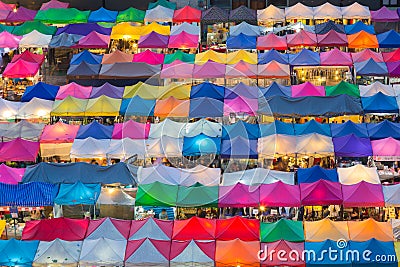 Aerial view of flea market multiple colours roof top Stock Photo
