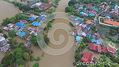 Aerial view of flood Stock Photo