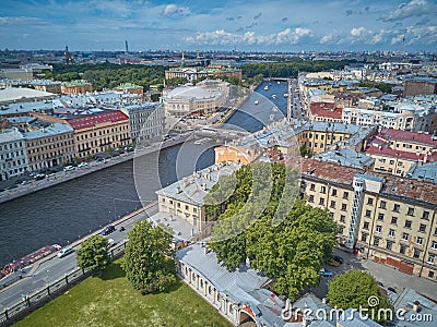 Aerial view of the Fontanka river, Saint Petersburg, Russia Stock Photo