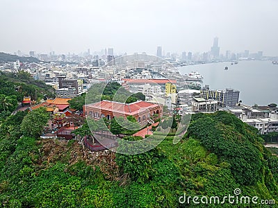 Kaohsiung, Taiwan - Dec. 25, 2021: Aerial view of Former British Consulate. Editorial Stock Photo