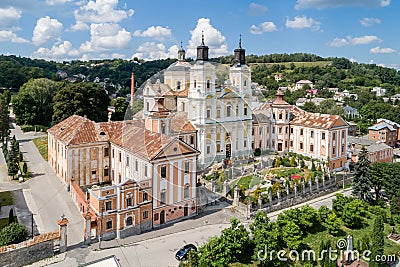 Aerial view of former jesuit collegium and monastery in Kremenets town, Ternopil region, Ukraine Stock Photo
