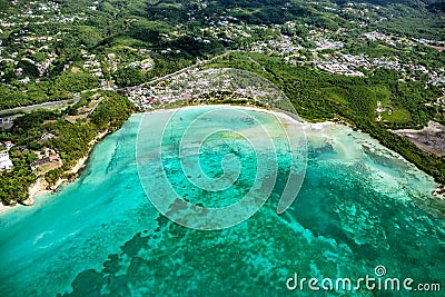 Aerial view of Fort Fleur d`epee, Bas du Fort, Le Gosier, Grande-Terre, Guadeloupe, Caribbean Stock Photo