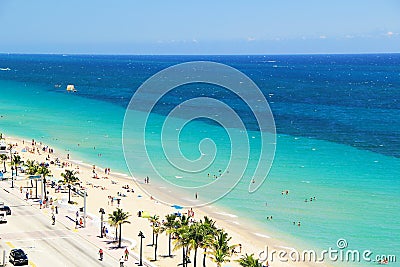 Aerial View of Fort Lauderdale Beach in Fort Lauderdale, Florida USA Stock Photo