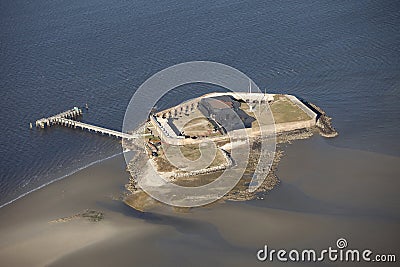 Aerial view of fort sumter Stock Photo