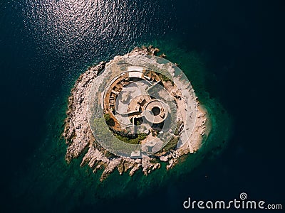 Aerial view of fortress Mamula on the island. Kotor Bay, Montenegro Stock Photo