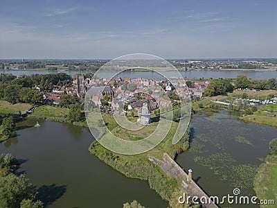 Aerial view of the fortress town of Heusden, province of 'Noord-Brabant', the Netherlands Stock Photo