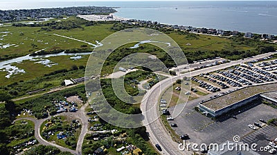 Aerial View of Galilee & Great Island, Narragansett, Rhode Island in Early August 2023 Editorial Stock Photo