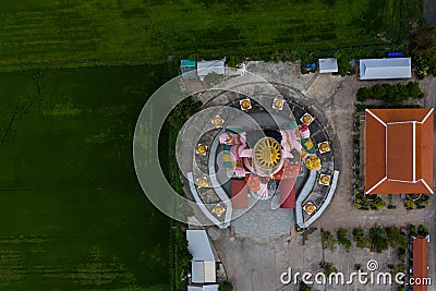 Aerial view of The Ganesha idol enshrined in temple thailand. Stock Photo