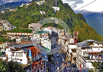 Aerial view of Gangtok City Editorial Stock Photo