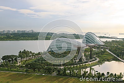 Aerial view of Gardens by the Bay Stock Photo