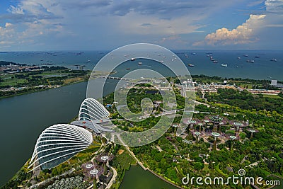 Aerial view of Gardens by the Bay in Singapore Editorial Stock Photo