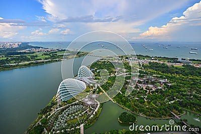 Aerial view of Gardens by the Bay in Singapore Editorial Stock Photo