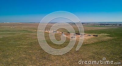 Gas well drilling rig in action Stock Photo