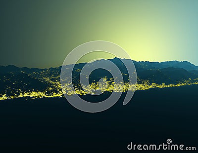 Aerial view of Genoa, Liguria, Italy. Silhouette of mountains, mountain ranges shrouded in fog. Stock Photo