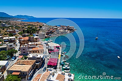 Aerial view of Gerolimenas in Laconia, is one of the most picturesque settlements of Mani with a small natural harbor. Editorial Stock Photo