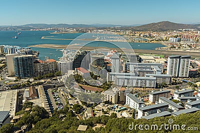 Aerial view of Gibraltar, United Kingdom territory Editorial Stock Photo