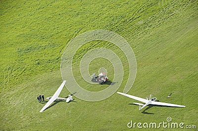 Aerial view gliders on airport Editorial Stock Photo