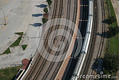 Aerial view of goods train Stock Photo