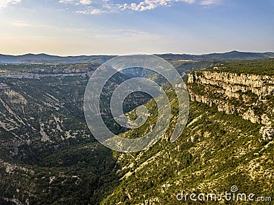 Aerial view of Gorges la Vis Valley Stock Photo