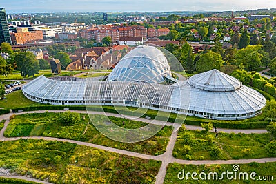 Aerial view of greenhouse at Aarhus botanical garden, Denmark Editorial Stock Photo