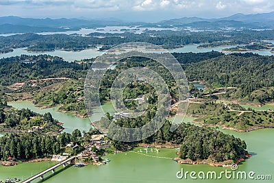 Aerial view of Guatape in Antioquia land and islands, Colombia Stock Photo