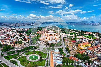 Aerial view of Hagia Sophia in Istanbul, Turkey. Stock Photo