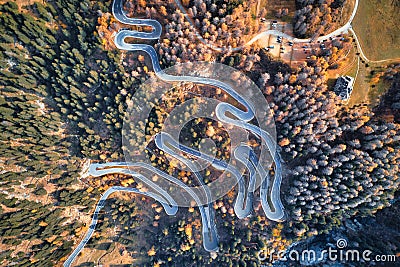 The hairpin bends of the maloja pass road in the Swiss Alps Stock Photo
