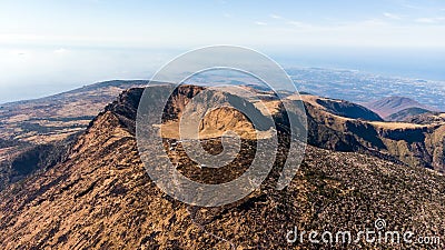 Aerial View of Hallasan Mountain on Jeju Island, South Korea Stock Photo