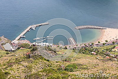 Aerial view harbor of Canical at Madeira Island Stock Photo