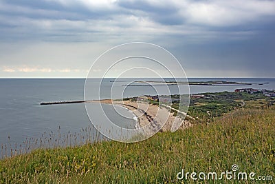 Aerial view of Helgoland dune in front of North Sea island Helgoland Stock Photo