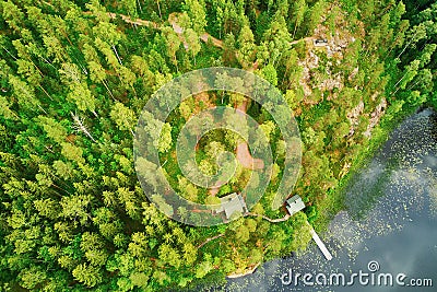 Aerial view of Helgtrask lake in Sipoonkorpi national park of Finland Stock Photo