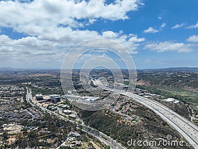 Aerial view of highway interchange and junction, San Diego Freeway interstate 5 Stock Photo