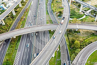 Aerial view of Highway transportation system highway interchange at kaohsiung. Taiwan Stock Photo