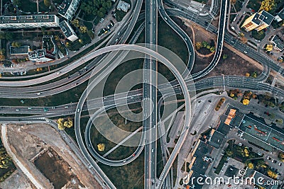 Aerial view of highways with overpass intersections Stock Photo