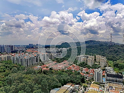 Aerial view of Hillview and Bukit Batok nature park Stock Photo