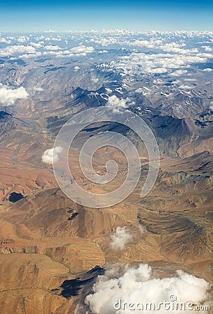 Aerial view of the Himalayan mountais Stock Photo