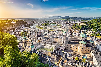 Aerial view of the historic city of Salzburg, Austria Stock Photo