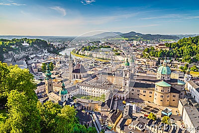 Aerial view of the historic city of Salzburg, Austria Stock Photo